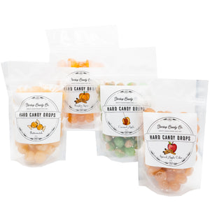 Fall Favorites - Old Fashioned Hard Candy Drops - 4 Flavor Variety Pack - Spiced Apple Cider, Caramel Apple, Pumpkin Spice, & Butterscotch